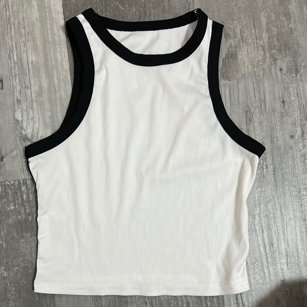 Black and White Sleeveless Women's Top